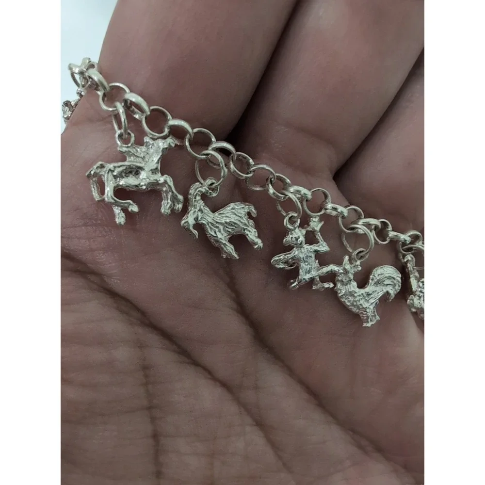 12‎ Animal Charm Bracelet Chinese Zodiac Silver 7